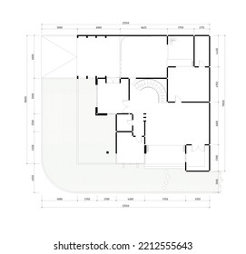 floor plan sketch of a luxury residence with dimensions