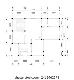boceto de Plan de suelo con dimensiones de sala