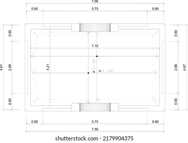 floor plan sketch for slab reinforcement on archway with dimensions and notations