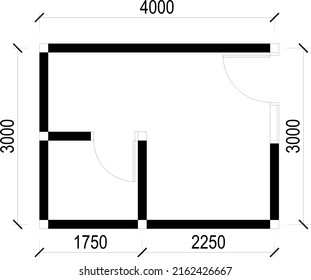 Floor Plan Sketch Small Area Thick Stock Vector (Royalty Free