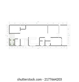 Floor Plan Sketch For Spatial Arrangement With Elongated Land