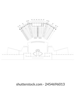 floor plan sketch of the stands and performance stage