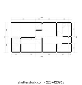 floor plan sketch of a tiny house sketched with dimensions