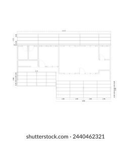 El plano del pequeño edificio está dibujado en blanco y negro