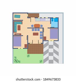 Plano de planta de una pequeña casa de diseño 3