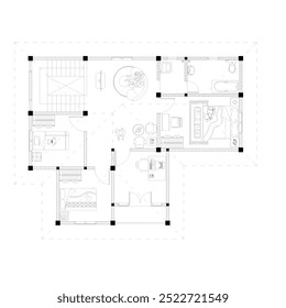 Plan de piso de una Pequeña residencia