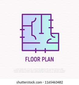 Floor plan thin line icon. Modern vector illustration.
