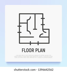 Floor plan thin line icon. Modern vector illustration.