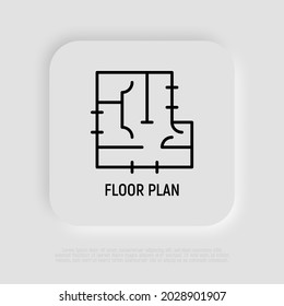 Floor plan thin line icon. Modern vector illustration.