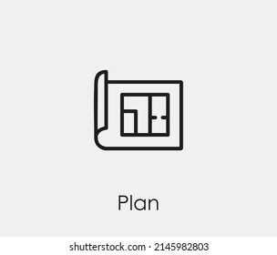 Floor plan vector icon. Editable stroke. Symbol in Line Art Style for Design, Presentation, Website or Mobile Apps Elements, Logo. Plan symbol illustration. Pixel vector graphics - Vector