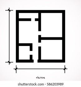 floor plan vector. Icon Isolated on White Background
