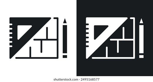 Floor plan vector icon set in solid style.