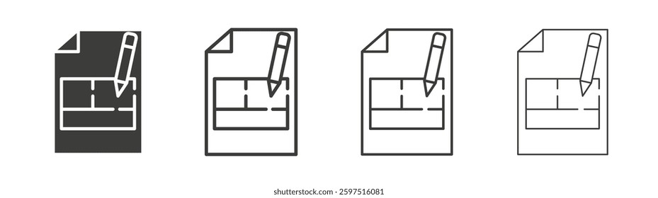 Floor plan vector icon set in black and white color.