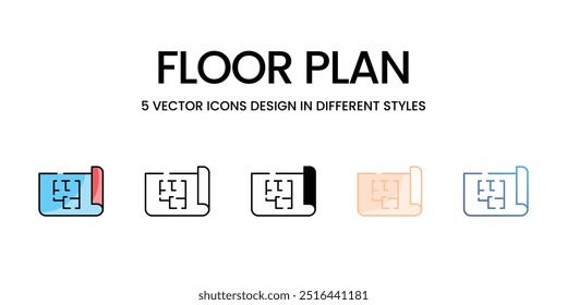 Ícones de vetor da planta de chão prontos para usar a ilustração de vetor