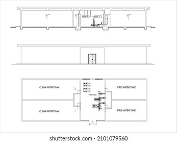 floor plan, view, section of the pump room