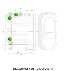 floor plan of a yard or terrace designed for relaxing sitting