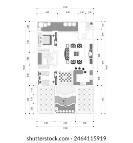 floor plans and furniture arrangement for a comfortable home and appropriate room dimensions