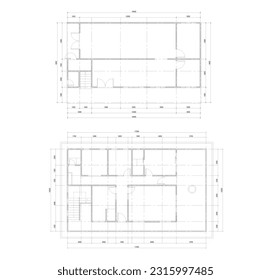 floor plans for two floors, the first floor for public kitchens and the second floor for offices and meeting rooms