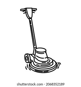 Floor Polisher Part of Contractor Material and Equipment Device Hand Drawn Icon Set Vector.