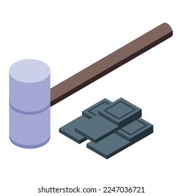 Floor rubber hammer icon isometric vector. Repair worker. House interior