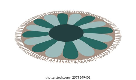 Floor rug of round shape. Trendy circle carpet with modern pattern. Colorful flat vector illustration isolated on transparent background