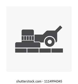 Floor sanding in construction or renovation work vector icon. That process to removing the top surfaces of a wooden floor i.e. hardwood and parquet by sandpaper with abrasive, grinder or sander tool.