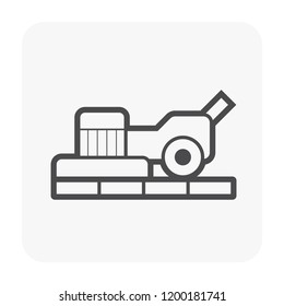 Floor sanding in construction or renovation work vector icon. That process to removing the top surfaces of a wooden floor i.e. hardwood and parquet by sandpaper with abrasive, grinder or sander tool.