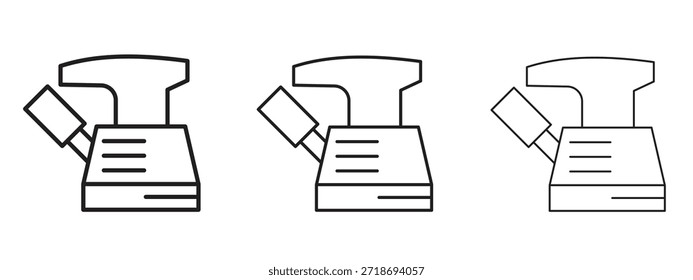 Logotipo da máquina de lixar piso pictograma preto conjunto. linha fina contorno arte.
