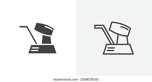 Floor sanding machine icon in solid and outlined style