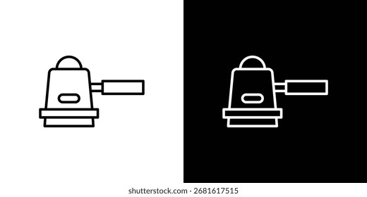 Símbolo de línea delgada del icono de la máquina de lijar del piso en el fondo blanco. Ilustración vectorial de trazo editable
