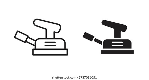 Floor sanding machine icons in line stroke outline art and clip art