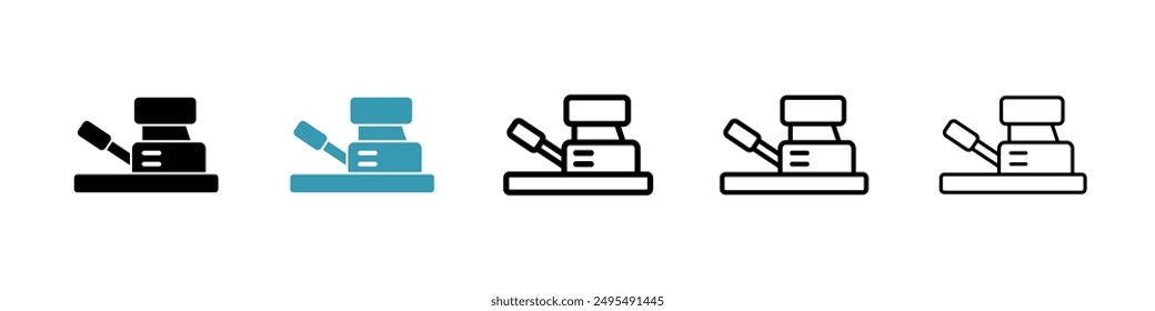 Floor sanding machine line icon vector set.