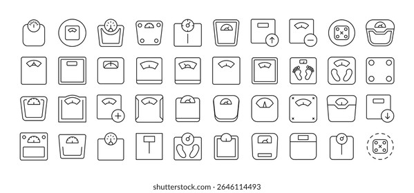 Coleção De Ícones De Linha De Escala De Chão. Outline Signs para Gráficos e Web Design, Apps, Anúncios, Vários Cartões 