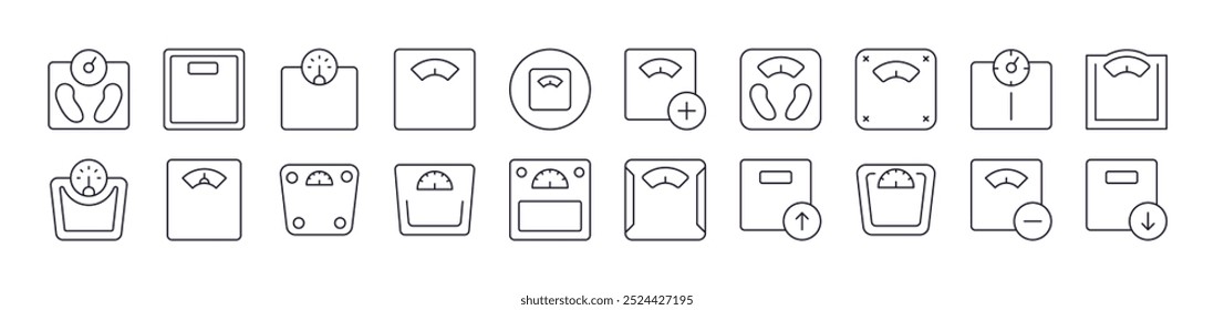 Floor Scale Line Icon Set. Editable Stroke. Minimalistic Linear Pictogram for Design of Cards, Apps, Banners, Posts
