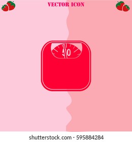 Floor scale vector  icon. Strawberry Background.