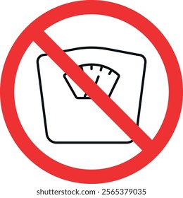 Floor scale weight prohibited icon. Forbidden signs and symbols.
