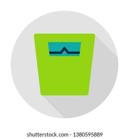 Floor Scales Circle Icon. Vector Illustration with Long Shadow. Weight Item.