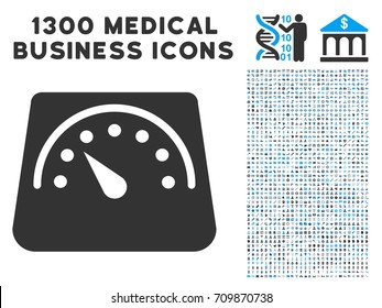Floor Scales gray vector icon with 1300 health care commerce symbols. Set style is flat bicolor light blue and gray pictograms.
