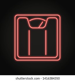Floor scales icon in neon line style. Body weight measurement equipment symbol. Vector illustration.