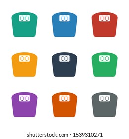 floor scales icon white background. Editable filled floor scales icon from fitness. Trendy floor scales icon for web and mobile.