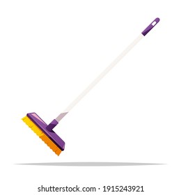 Floor Scrub Brush With Long Handle Vector Isolated Illustration