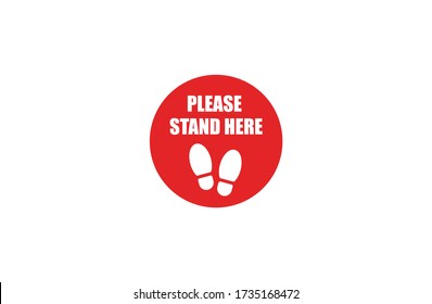 Floor Sign stickers Coronavirus 2019-nCoV. Corona virus Please Stand Here sign foot steps isolated pathogen respiratory infection (flu outbreak). influenza pandemic Vector icon symbol