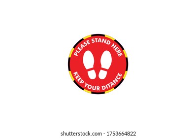 Floor Sign stickers Coronavirus 2019-nCoV. Corona virus 6 Feet Distance Social Distancing foot steps isolated pathogen respiratory infection (flu outbreak). influenza pandemic Vector icon symbol