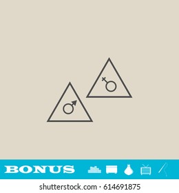 Floor signs icon flat. Grey pictogram on light background. Vector illustration symbol and bonus button real estate, ottoman, vase, tv, fishing rod