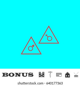 Floor signs icon flat. Red pictogram on blue background. Vector illustration symbol and bonus buttons Music center, corkscrew, credit card, house, drum