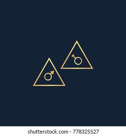 Floor signs icon flat. Simple gold pictogram on dark background. Vector illustration symbol
