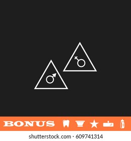 Floor signs icon flat. White pictogram on black background. Vector illustration symbol and bonus button tooth, vase, star, mirror, bottle