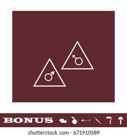 Floor signs icon flat. White pictogram on brown background. Vector illustration symbol and bonus icons