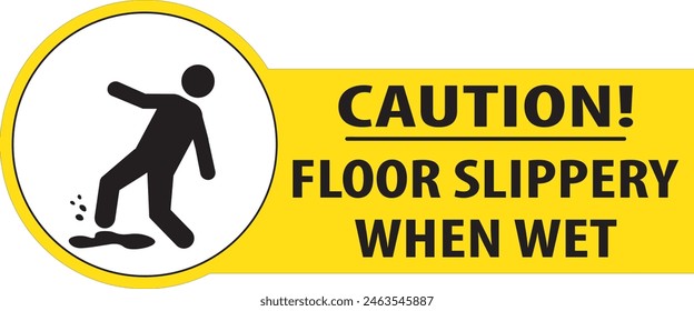 Floor slippery caution sign vector