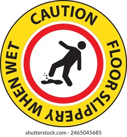 Floor slippery when wet, keep in attention warning notice vector 